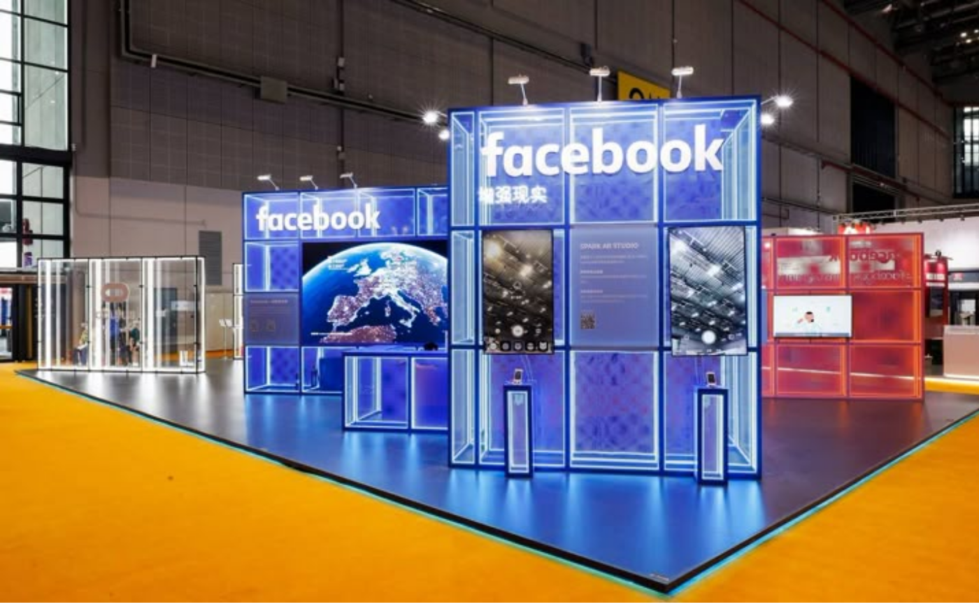 Pazarlamada fuar kullanımı Meta grubu üzerinden Facebook ile gösterilmektedir.